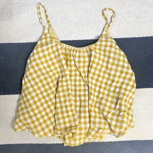 Moving New York Mo:Vint Plaid Tank Linen Blend XS Yellow